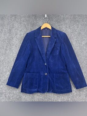 VINTAGE Y2K The Fashion Place Blue Corduroy Blazer Women’s 10 Whimsigoth Preppy